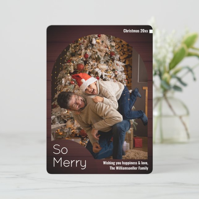 Wood Family Photo Christmas Holiday Card (Standing Front)