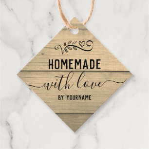 Wood Fancy Script Homemade with love Business Favour Tags