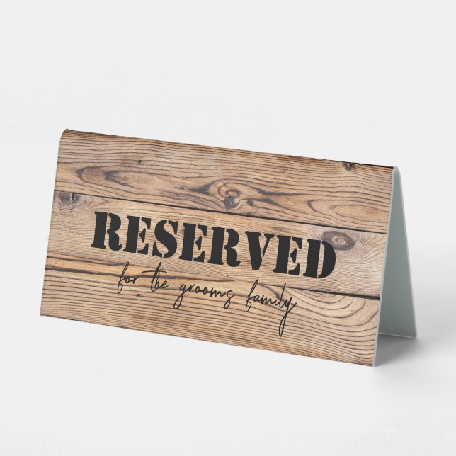 Wood Farmhouse Modern Rustic Wedding Reserved (Front)