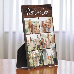 Wood Father's Day Best Dad Ever 6 Photo Collage Plaque