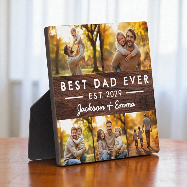 Wood Father's Day Best Dad Ever Photo Collage Plaque (Creator Uploaded)