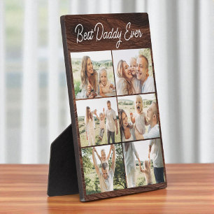 Wood Father's Day Best Daddy Ever 6 Photo Collage Plaque