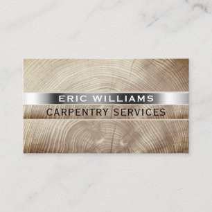 Wood faux texture silver stripe business card