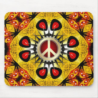 Wood Feather Geometric Art Peace Sign Mousepad