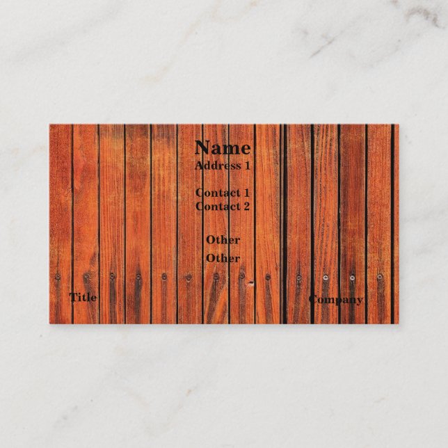 Wood Fence Image Business Card (Front)