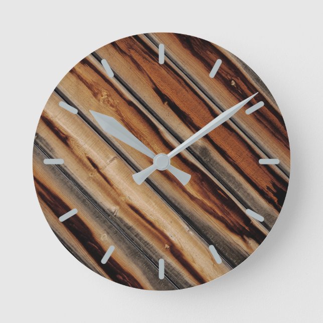 Wood Fence Texture Cool Unique Round Clock (Front)