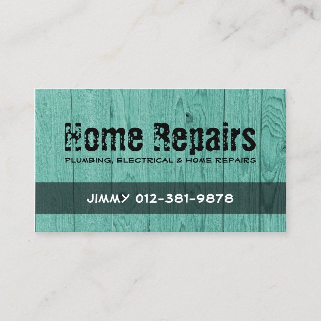 Wood Fence Turquoise Business Card (Front)