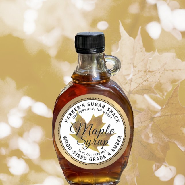 Wood-fired Gold Maple Syrup Label Yellow Leaf (Creator Uploaded)