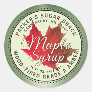 Wood-fired Maple Syrup Label Autumn Maple Leaf