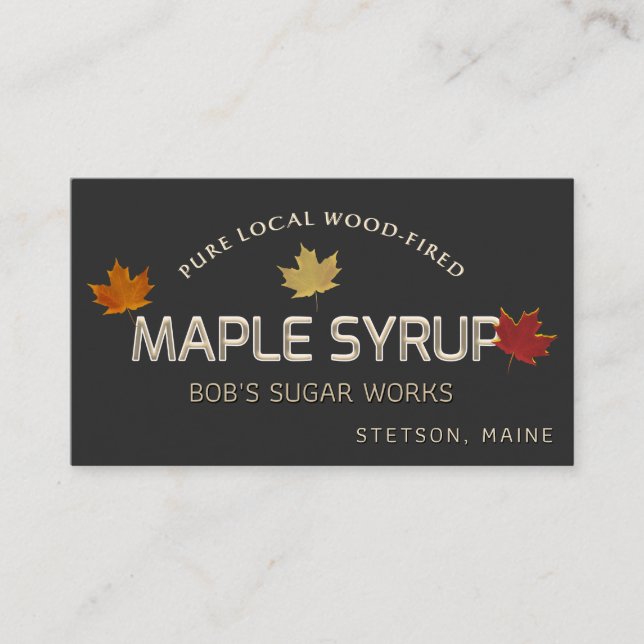 Wood-Fired Maple Syrup Maple Leaves Business Card (Front)