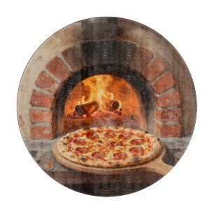 Wood-Fired Pepperoni Pizza Rustic Italian  Cutting Board