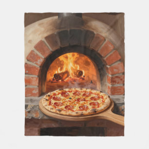 Wood-Fired Pepperoni Pizza Rustic Italian  Fleece Blanket