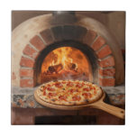 Wood-Fired Pepperoni Pizza Rustic Italian  Tile<br><div class="desc">The irresistible aroma of a perfectly blistered wood-fired pizza straight from a traditional brick oven. This warm, painterly scene captures a golden, bubbly pepperoni pizza fresh from the flames, surrounded by glowing embers and rustic terracotta. Mouthwatering, cozy, and full of authentic Italian soul a true love letter to pizza passion....</div>