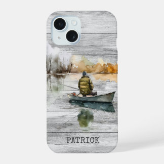 Wood Fishing lake fisherman iPhone 15 Case