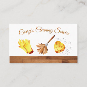 Wood Floor Design Maid House Cleaning Services Business Card