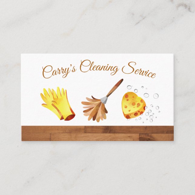 Wood Floor Design Maid House Cleaning Services Business Card (Front)