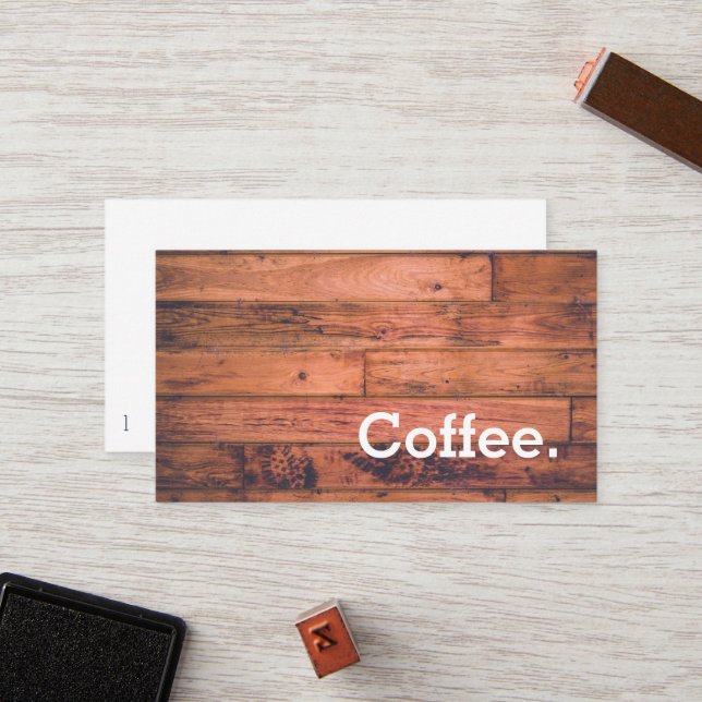 Wood Floor Simple Loyalty Coffee Punch-Card (Front/Back In Situ)