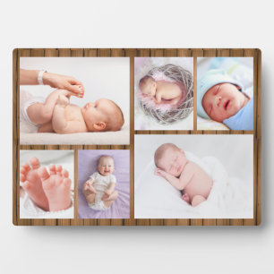Wood Frame 6 Photo Collage Grid Newborn Baby 