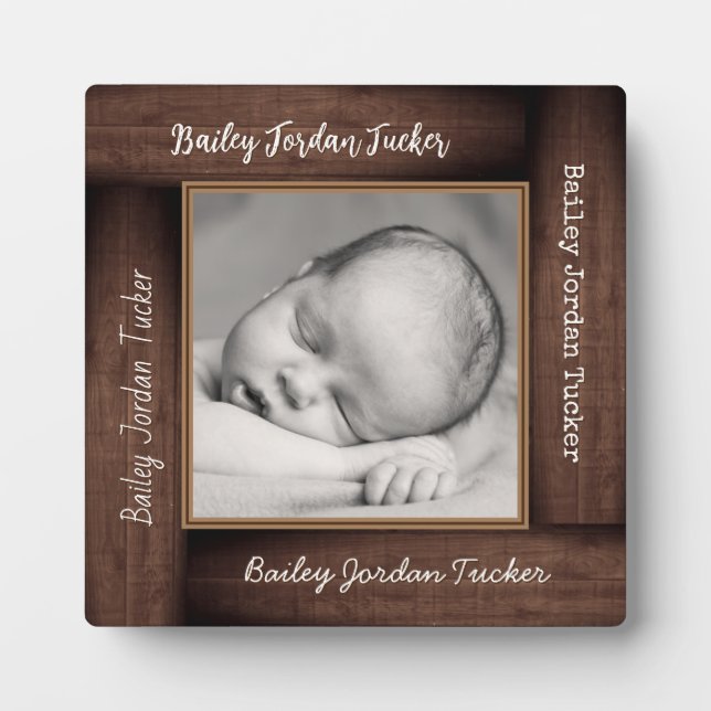 Wood Frame Custom Name Square Picture Frame (Front)