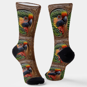 Wood Framed Australian Rainbow Lorikeet, Socks