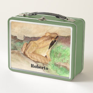 Wood Frog Watercolor Metal Lunch Box