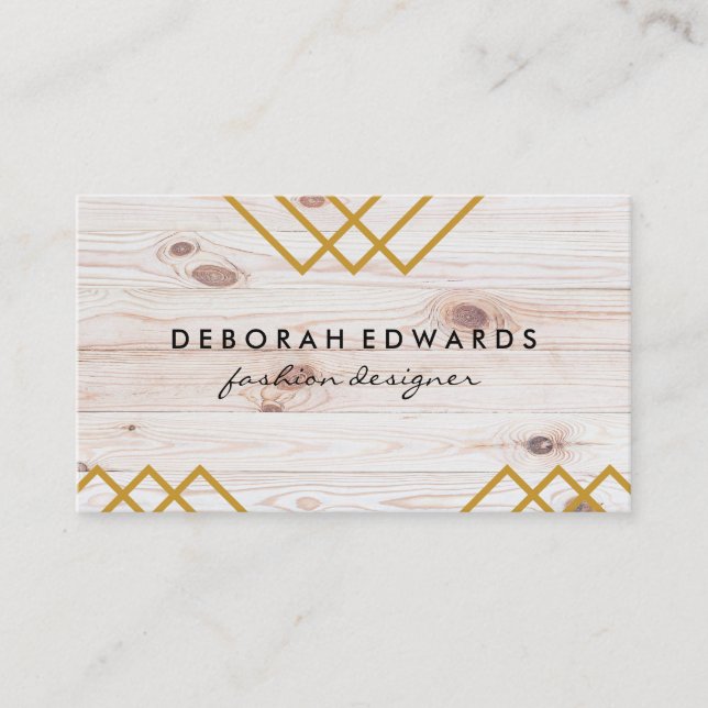Wood | Geometric Shapes Business Card (Front)