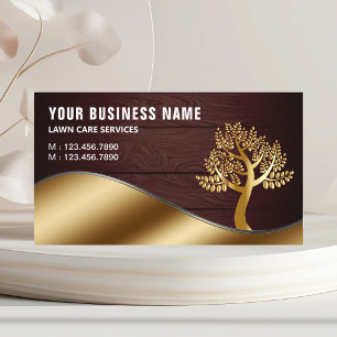 Wood Gold Tree Gardening Landscaping Lawn Care Business Card