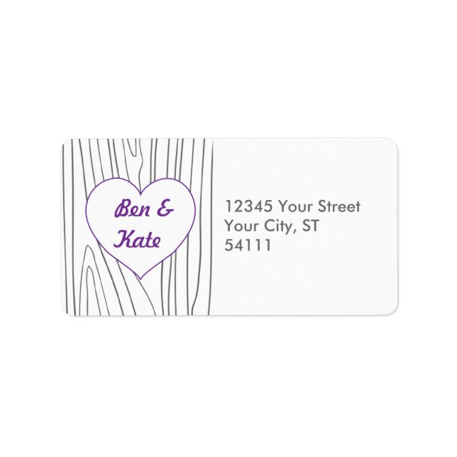 Wood Grain Address Labels - Purple and Grey (Front)