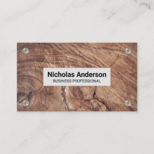 Wood Grain and Metal Screws Business Card