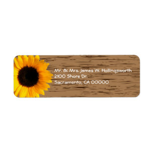 Wood Grain and Sunflower Custom Return Address