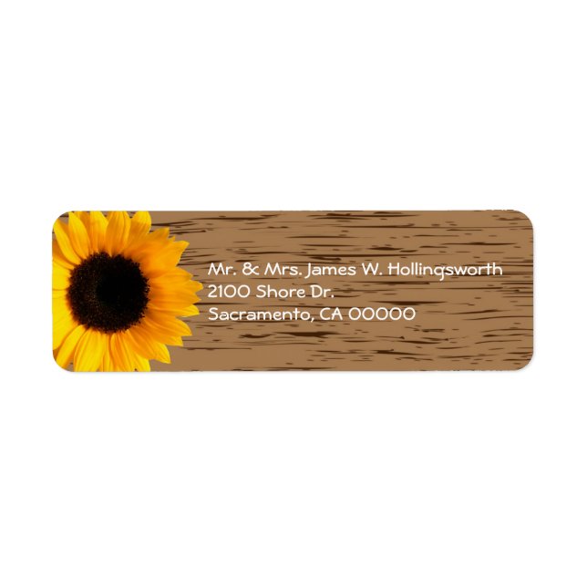Wood Grain and Sunflower Custom Return Address (Front)