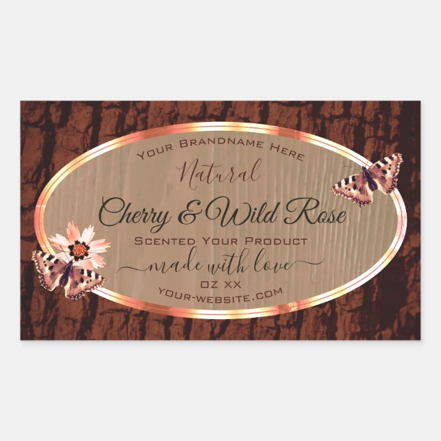 Wood Grain and Tree Bark Product Labels Butterfies (Front)