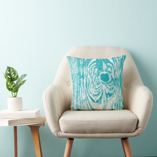 Wood Grain Aqua Pattern Pillow (Chair)