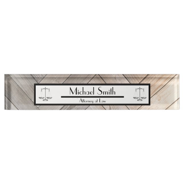 Wood Grain Attorney at Law Nameplate (Front)