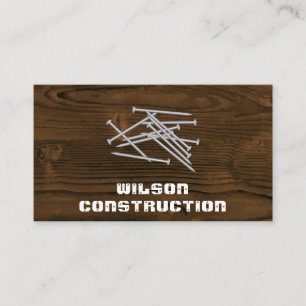 Wood Grain Background   Pile of Nails Business Card