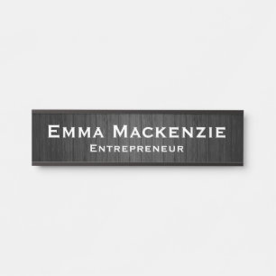 Wood Grain Black Customizeable Office Door Sign