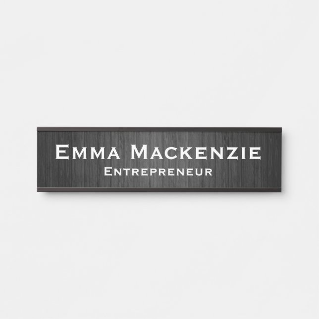 Wood Grain Black Customizeable Office Door Sign (Front)