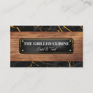 Wood Grain   Black Gold Marble   Lux Business Card