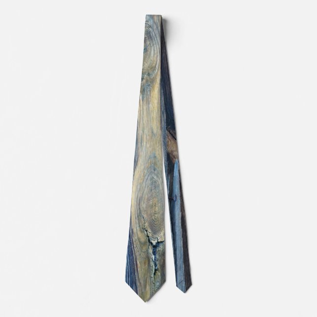 Wood Grain Blue-Brown Mens Tie (Front)