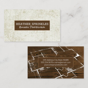 Wood Grain   Blueprints Background Business Card