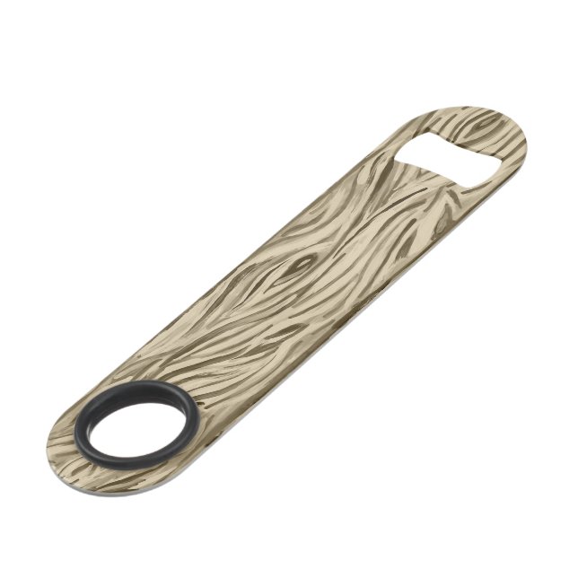 wood grain board planks bottle opener (Front Angled)