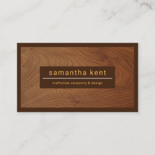 Wood Grain Brown Border Carpentry Business Card
