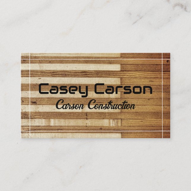 wood grain carpentry construction or other custom business card (Front)