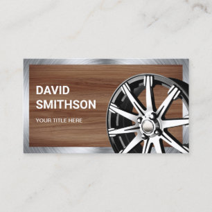 Wood Grain Chrome Car Alloy Wheel Rim Mechanic Business Card