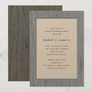 Wood Grain Couples Wedding Shower Invitation