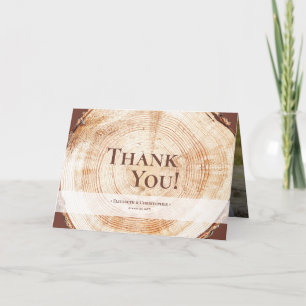 Wood Grain Custom Photo Rustic Wedding Thank you
