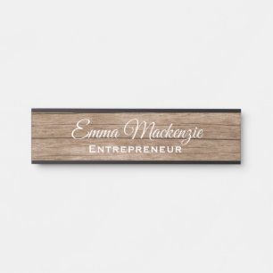 Wood Grain Customizeable Office Door Sign