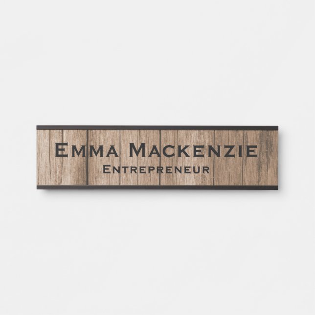Wood Grain Customizeable Office Door Sign (Front)