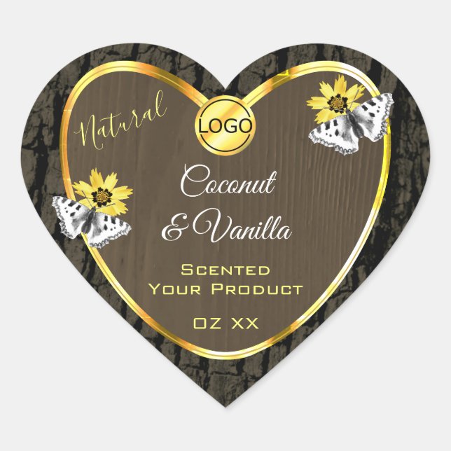 Wood Grain Dark Brown Gold Product Labels Add Logo (Front)