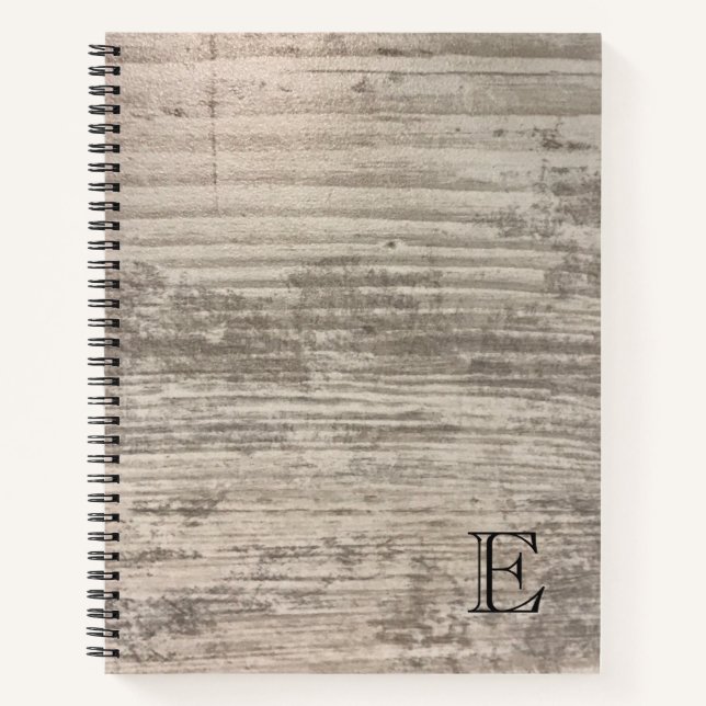 Wood Grain Design Brown Zen Personalised Monogram Notebook (Front)